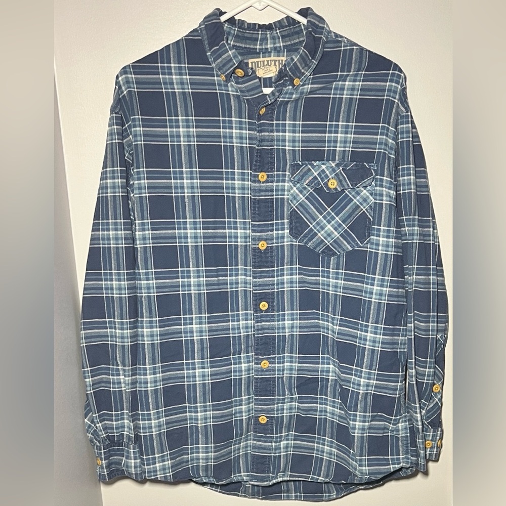 Mens Duluth Trading Co Blue Flannel